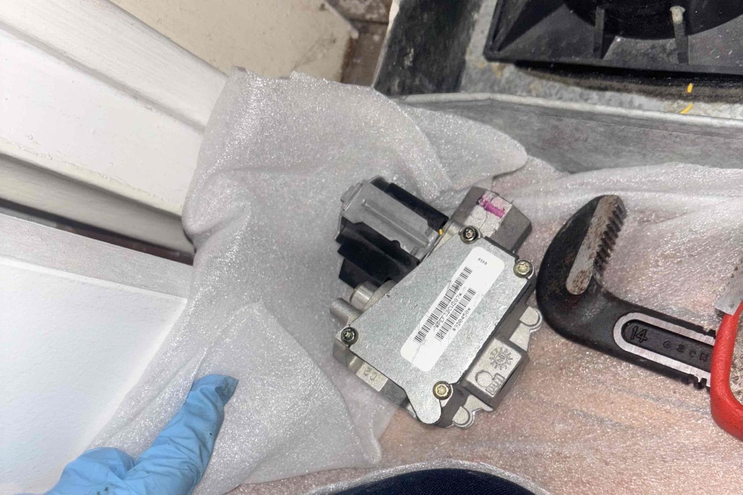New replacement gas valve ready for installation